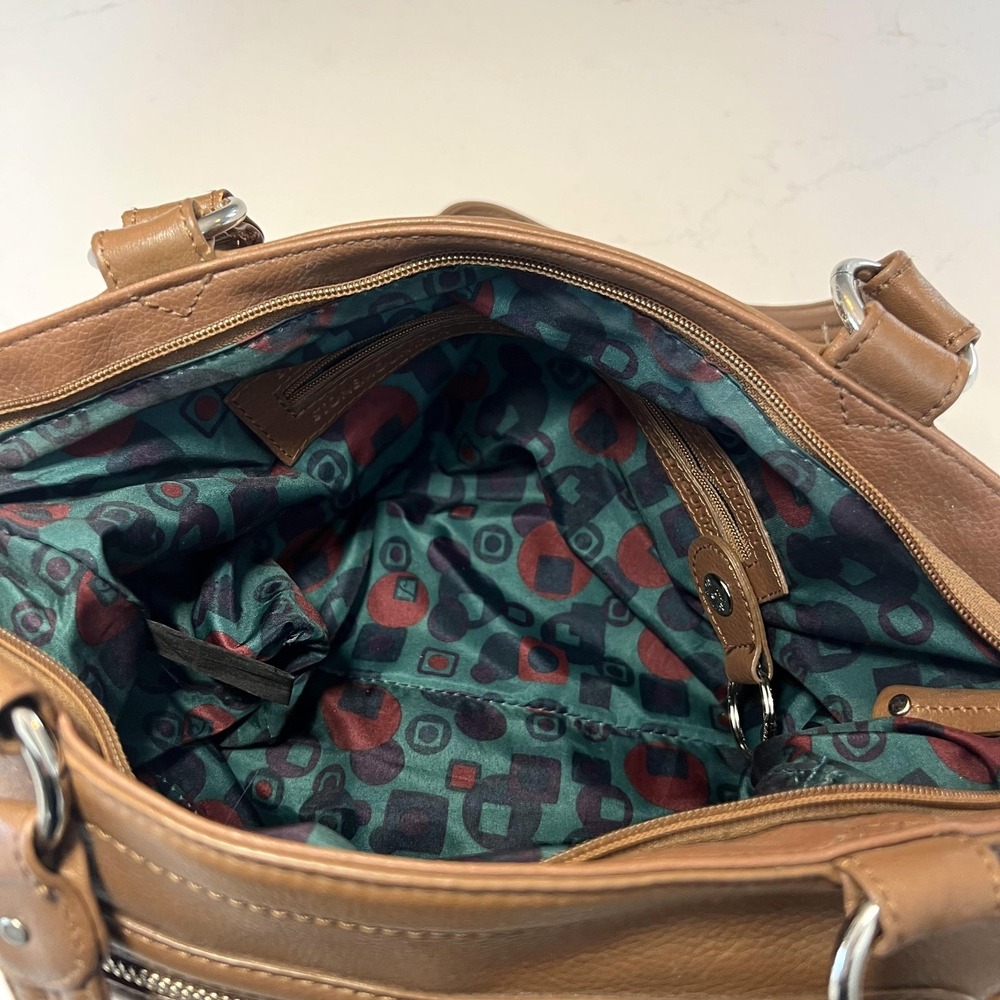 Stone Mountain Shoulder Bag Womens Medium Brown Leather Organizer Pockets Tote - Picture 14 of 16